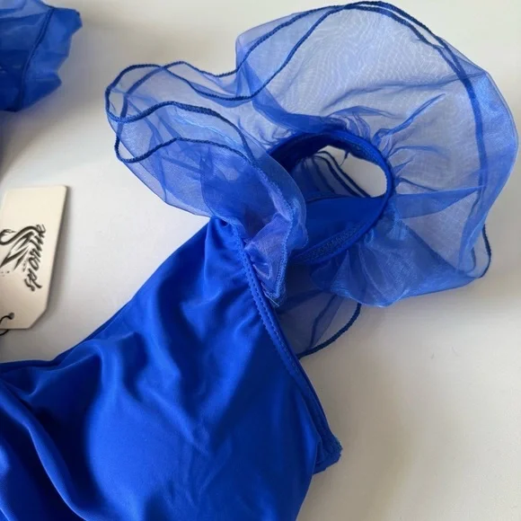 Blue Ruffled Bikini Top - Picture 3 of 5